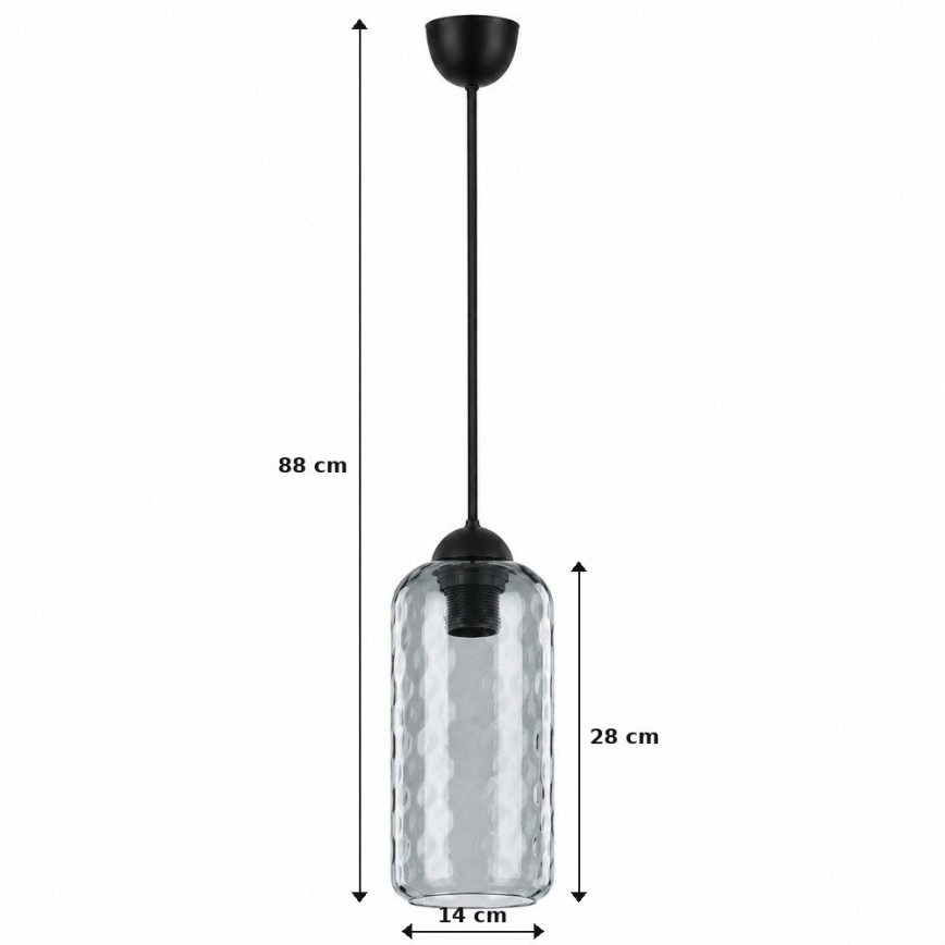 BRILAGI - LED-pendel på wire RETRO GLASS 1xE27/60W/230V Ø 14 cm sort/røget grå