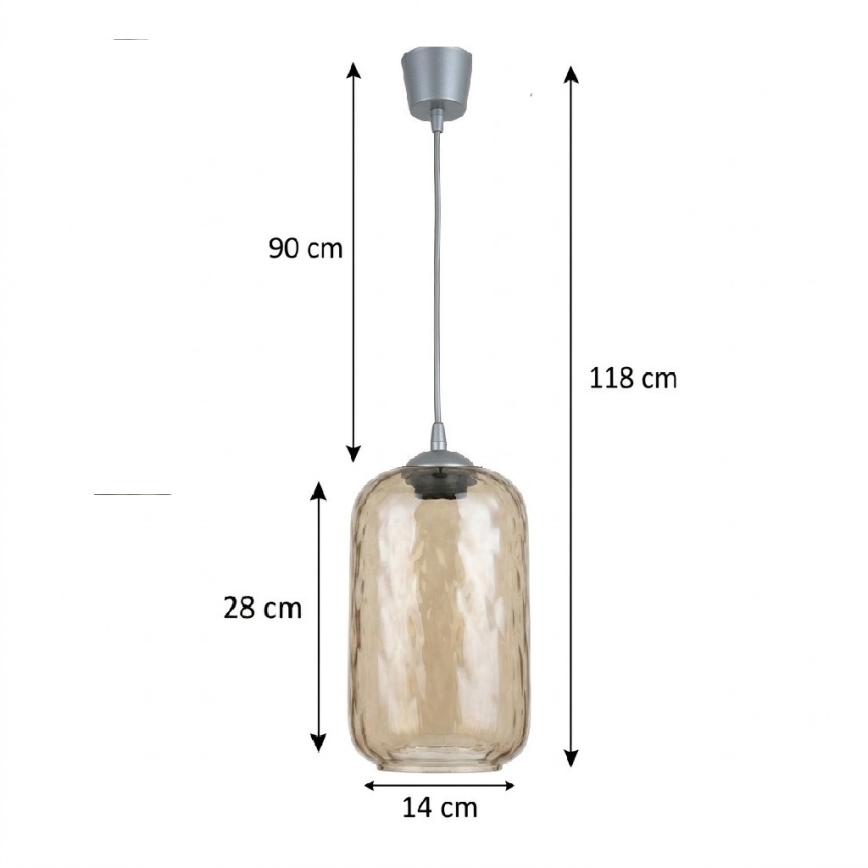 BRILAGI - LED-pendel på kabel RETRO GLASS 1xE27/60W/230V Ø 14 cm sølv/røgbrun