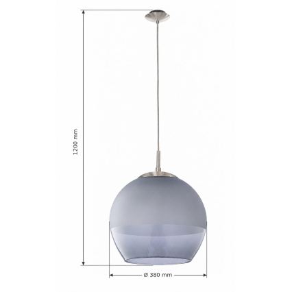 BRILAGI - LED pendel på kabel RETRO GLASS 1xE27/60W/230V Ø 38 cm mat krom/røget grå