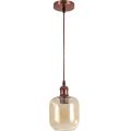 Brilagi - LED pendel på wire RETRO GLASS 1xE27/60W/230V Ø 14 cm kobber/røgbrun