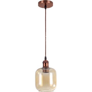Brilagi - LED pendel på wire RETRO GLASS 1xE27/60W/230V Ø 14 cm kobber/røgbrun