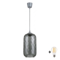 BRILAGI - LED-pendel på wire RETRO GLASS 1xE27/60W/230V Ø 14 cm sølv/røggrå