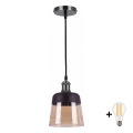 BRILAGI - LED pendel på wire RETRO GLASS 1xE27/60W/230V Ø 15,5 cm sort/røget beige