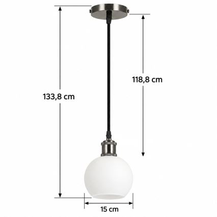BRILAGI - LED-pendel på wire RETRO GLASS 1xE27/60W/230V Ø 15 cm sort/hvid