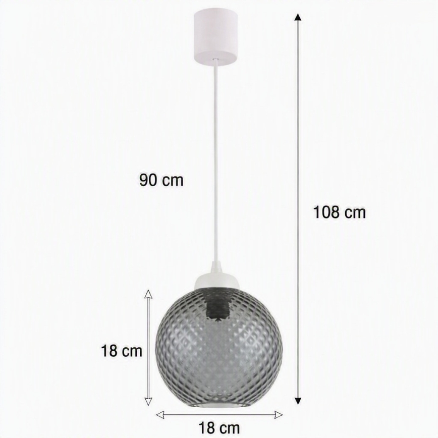 Brilagi - LED-pendel på ledning RETRO GLASS 1xE27/60W/230V Ø 18 cm hvid/røggrå