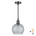BRILAGI - LED pendel på wire RETRO GLASS 1xE27/60W/230V Ø 18 cm sort/røggrå