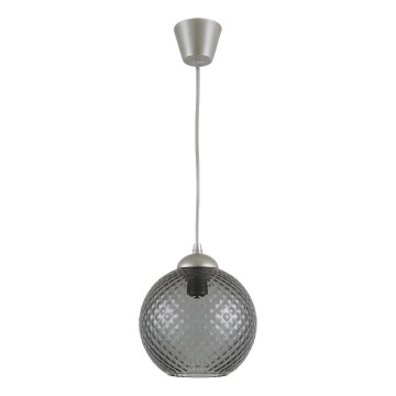 Brilagi - LED-pendel på wire RETRO GLASS 1xE27/60W/230V Ø 18 cm sølv/røggrå