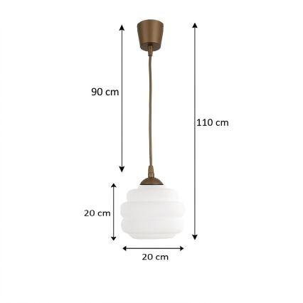 BRILAGI - LED-pendel på wire RETRO GLASS 1xE27/60W/230V Ø 20 cm brun/hvid
