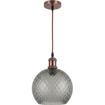 Brilagi - LED-pendel på wire RETRO GLASS 1xE27/60W/230V Ø 25 cm kobber/røggrå