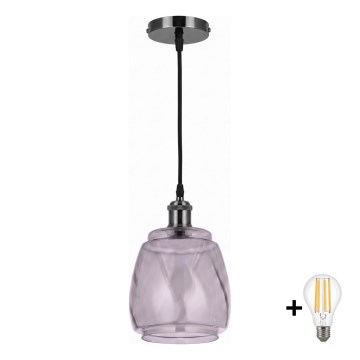 BRILAGI - LED pendel på wire RETRO GLASS 1xE27/60W/230V Ø 26 cm sort/røggrå