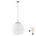 BRILAGI - LED-pendel på wire RETRO GLASS 1xE27/60W/230V Ø 38 cm mat krom/hvid