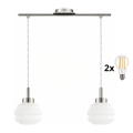 BRILAGI - LED pendel på wire RETRO GLASS 2xE27/60W/230V mat krom/hvid