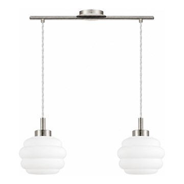 BRILAGI - LED pendel på wire RETRO GLASS 2xE27/60W/230V mat krom/hvid