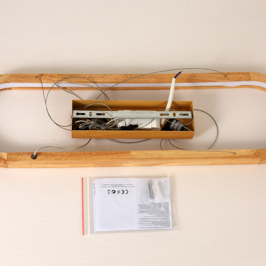 Brilagi - LED-pendel på wire UMEA WOOD LED/30W/230V 70x20 cm gummitræ