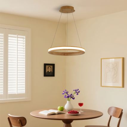 Brilagi - LED-pendel på wire UMEA WOOD LED/30W/230V Ø 40 cm gummitræ