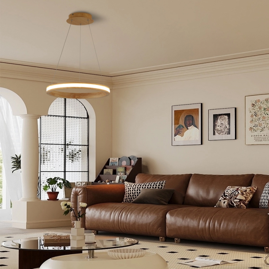 Brilagi - LED-pendel på wire UMEA WOOD LED/30W/230V Ø 40 cm træ