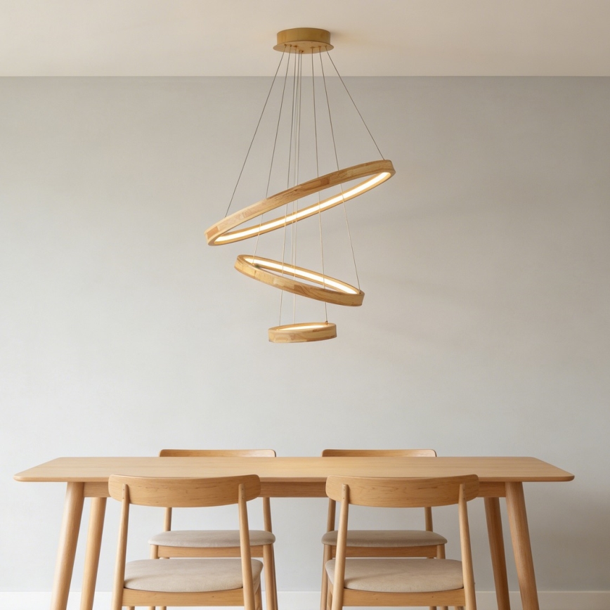 Brilagi - LED-pendel på wire UMEA WOOD LED/45W/230V Ø 60 cm gummitræ