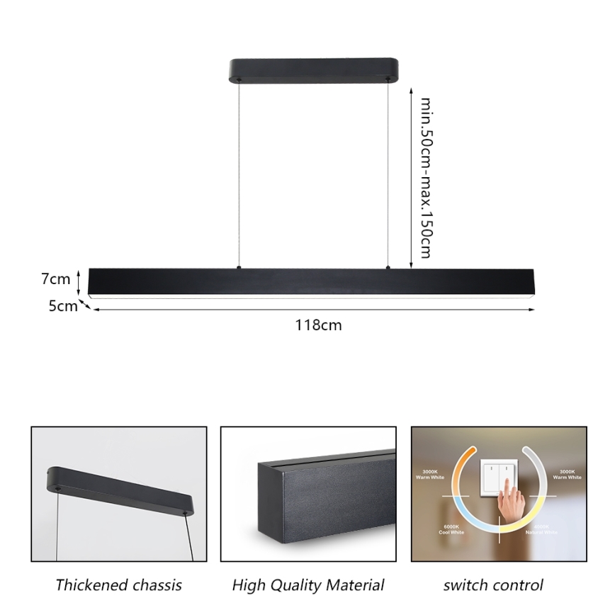 Brilagi - LED pendel SLEEKLINE LED/40W/230V 3000/4500/6000K sort