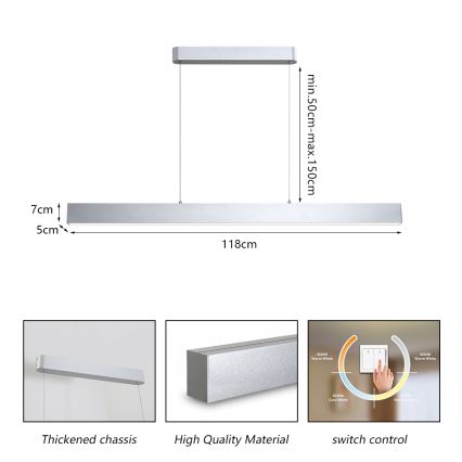 Brilagi - LED pendel SLEEKLINE LED/40W/230V 3000/4500/6000K sølvfarvet