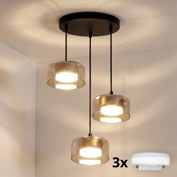 Brilagi - LED Pendellampe med wire AURA LUX 3xGX53/30W/230V sort/guld