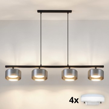 Brilagi - LED Pendellampe på wire AURA LUX 4xGX53/30W/230V sort/røget