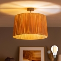 BRILAGI - LED plafondlampe CERIA BOHO 1xE27/60W/230V Ø 50 cm sort/raffia