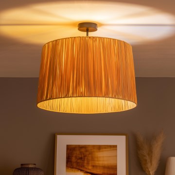 Brilagi - LED plafondlampe CERIA BOHO 1xE27/60W/230V Ø 50 cm sort/raffia