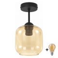 BRILAGI - LED plafondlampe RETRO GLASS 1xE27/60W/230V Ø 14 cm sort/røget beige