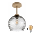BRILAGI - LED plafondlampe RETRO GLASS 1xE27/60W/230V Ø 25 cm beige/røget grå