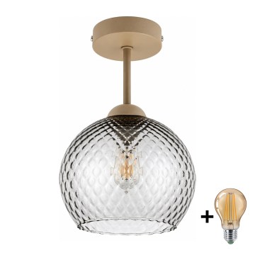 BRILAGI - LED plafondlampe RETRO GLASS 1xE27/60W/230V Ø 25 cm beige/røget grå