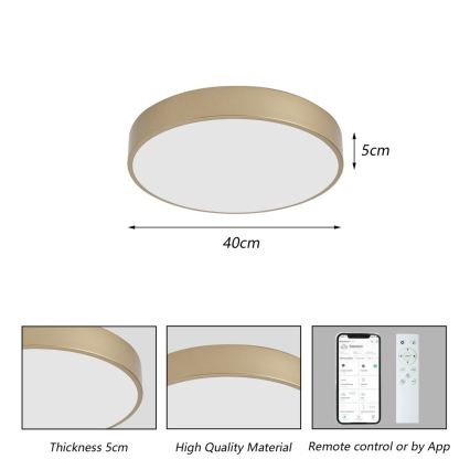 Brilagi - Dæmpbar LED-loftlampe POOL SMART LED/48W/230V 3000-6000K Ø 40 cm Wi-Fi Tuya guld + fjernbetjening