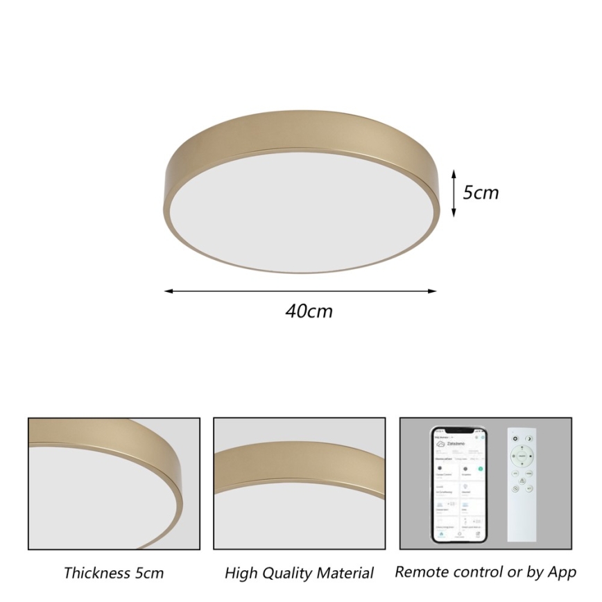 Brilagi - Dæmpbar LED-loftlampe POOL SMART LED/48W/230V 3000-6000K Ø 40 cm Wi-Fi Tuya guld + fjernbetjening