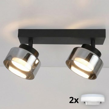 Brilagi - LED RGB+CCT dæmpbar indbygningsspot AURA LUX 2xGX53/14W/230V 2700-6500K Wi-Fi Tuya sort/røgfarvet