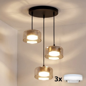Brilagi - LED RGB+CCT dæmpbar pendel med wireophæng AURA LUX 3xGX53/14W/230V 2700-6500K Wi-Fi Tuya sort/guld