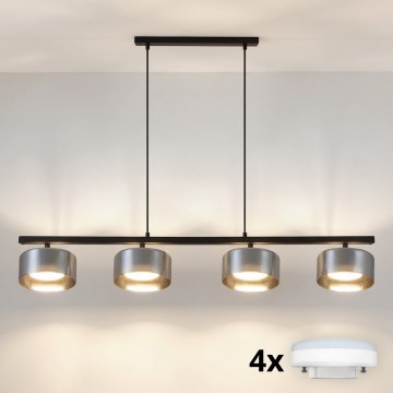 Brilagi - LED RGB+CCT dæmpbar pendel med wireophæng AURA LUX 4xGX53/14W/230V 2700-6500K Wi-Fi Tuya sort/røgfarvet