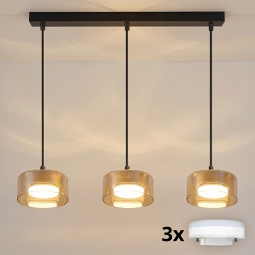 Brilagi - LED RGB+CCT dæmpbar pendel på wire AURA LUX 3xGX53/14W/230V 2700-6500K Wi-Fi Tuya sort/guld