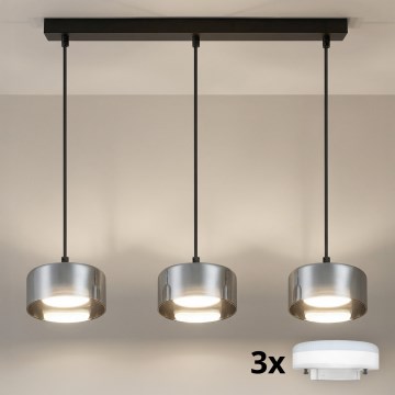 Brilagi - LED RGB+CCT dæmpbar pendel på wire AURA LUX 3xGX53/14W/230V 2700-6500K Wi-Fi Tuya sort/røget
