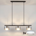 Brilagi - LED RGB+CCT dæmpbar pendel på wire AURA LUX 3xGX53/14W/230V 2700-6500K Wi-Fi Tuya sort/røget