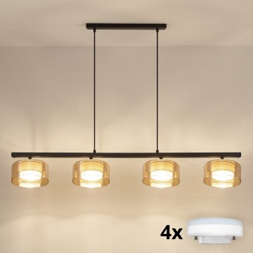 Brilagi - LED RGB+CCT Dæmpbar pendel på wire AURA LUX 4xGX53/14W/230V 2700-6500K Wi-Fi Tuya sort/guld