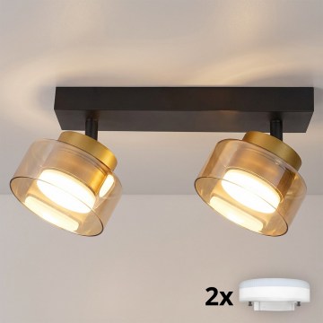 Brilagi - LED RGB+CCT Dæmpbar spot AURA LUX 2xGX53/14W/230V 2700-6500K Wi-Fi Tuya sort/guld
