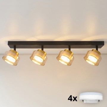 Brilagi - LED RGB+CCT dæmpbar spot AURA LUX 4xGX53/14W/230V 2700-6500K Wi-Fi Tuya sort/guld