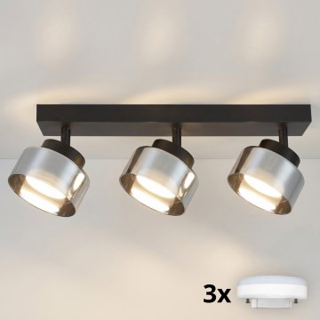 Brilagi - LED RGB+CCT Dæmpbar spotarmatur AURA LUX 3xGX53/14W/230V 2700-6500K Wi-Fi Tuya sort/røget
