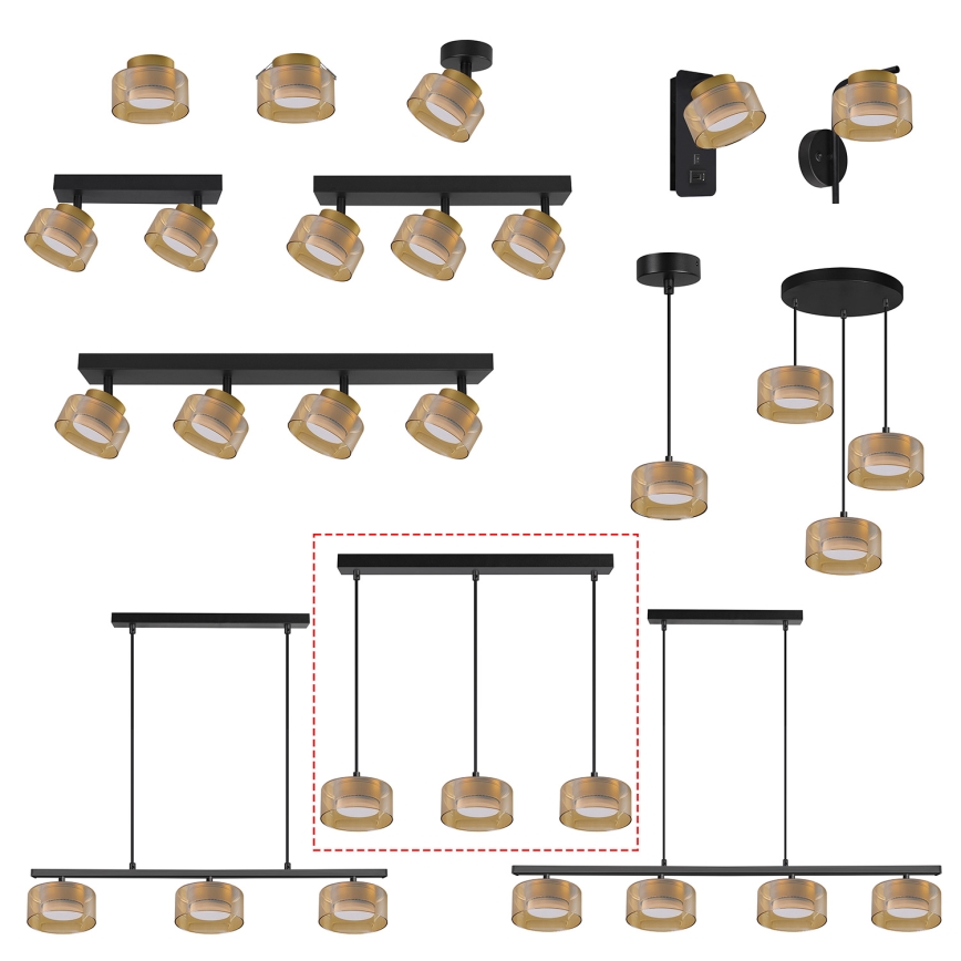 Brilagi - LED RGB+CCT dæmpbar pendel på wire AURA LUX 3xGX53/14W/230V 2700-6500K Wi-Fi Tuya sort/guld