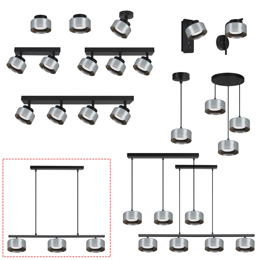 Brilagi - LED RGB+CCT dæmpbar pendel på wire AURA LUX 3xGX53/14W/230V 2700-6500K Wi-Fi Tuya sort/røget