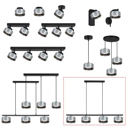 Brilagi - LED RGB+CCT dæmpbar pendel med wireophæng AURA LUX 4xGX53/14W/230V 2700-6500K Wi-Fi Tuya sort/røgfarvet
