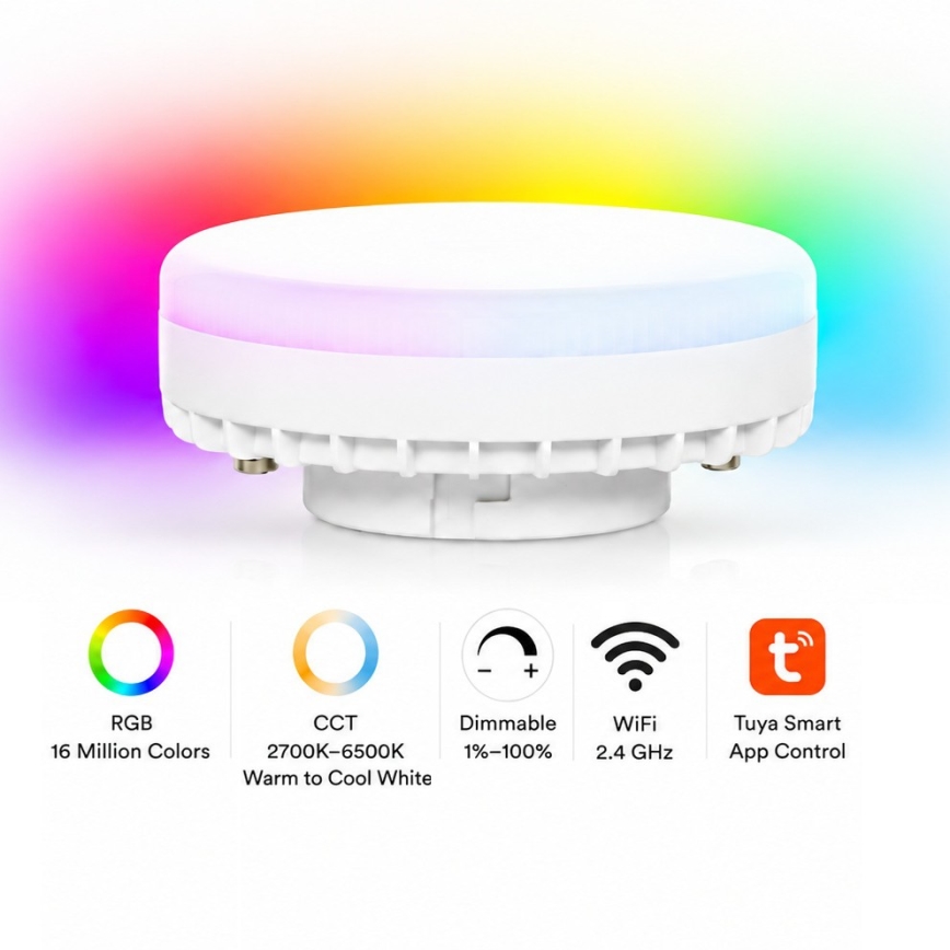 Brilagi - LED RGB+CCT dæmpbar indbygningsspot SMOOTH 1xGX53/14W/230V 2700-6500K Wi-Fi Tuya sort