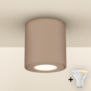 Brilagi - LED RGBW dæmpbar badeværelseslampe MIA 1xGU10/4,8W/230V 3000K 84x80 mm beige IP54 + fjernbetjening