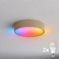 BRILAGI - LED RGBW dæmpbar badeværelsesloftlampe CLARE 2xE27/12W/230V 2700-6500K pr. 30 cm IP54 beige
