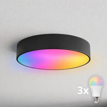 BRILAGI - LED RGBW dæmpbar badeværelsesloftlampe CLARE 3xE27/12W/230V 2700–6500K Ø 40 cm IP54 sort