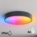 BRILAGI - LED RGBW Dæmpbar badeværelsesloftlampe CLARE 4xE27/12W/230V Ø 50 cm antracit IP54